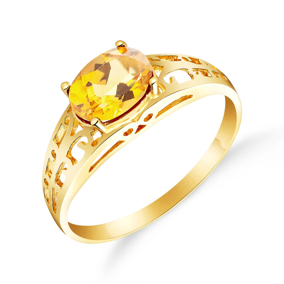14K. SOLID GOLD FILIGREE RING WITH NATURAL CITRINE (Yellow Gold)
